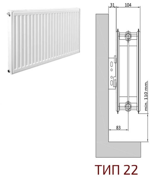 Стальные радиаторы отопления 22 типа